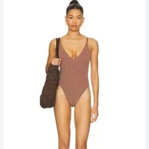 Vyb Mocca Brown Padded Crossed Back Swimsuit M
